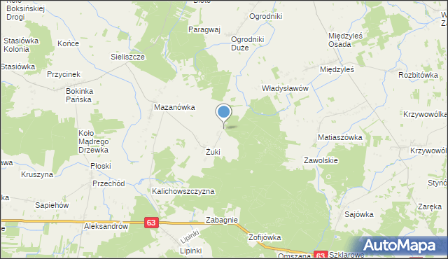 mapa Kolonia Żuki, Kolonia Żuki na mapie Targeo